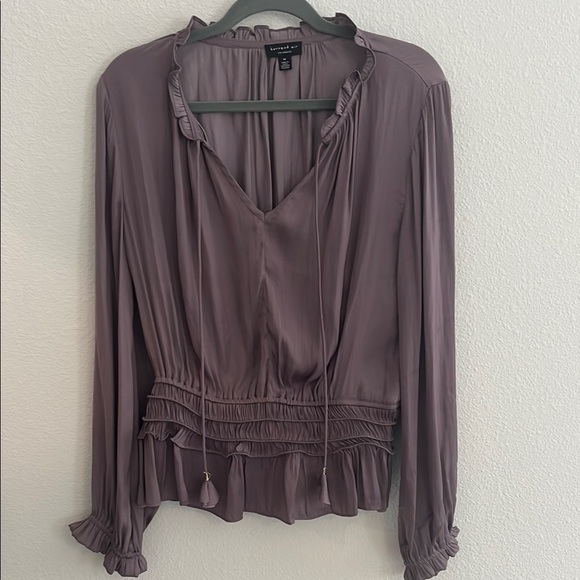 Anthropologie Current Air Long Sleeve Peplum Blouse with Pleated Details Size M - Picture 3 of 8